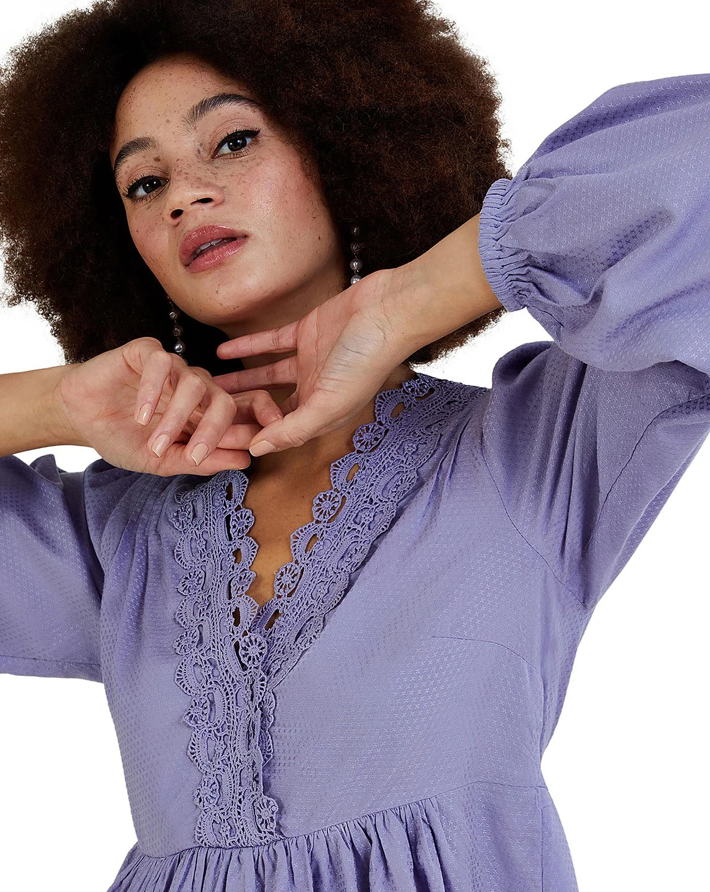 Monsoon Lucy Lace Plain Top| Lilac 4 Monsoon Lucy Lace Plain Top| Lilac - Image 4