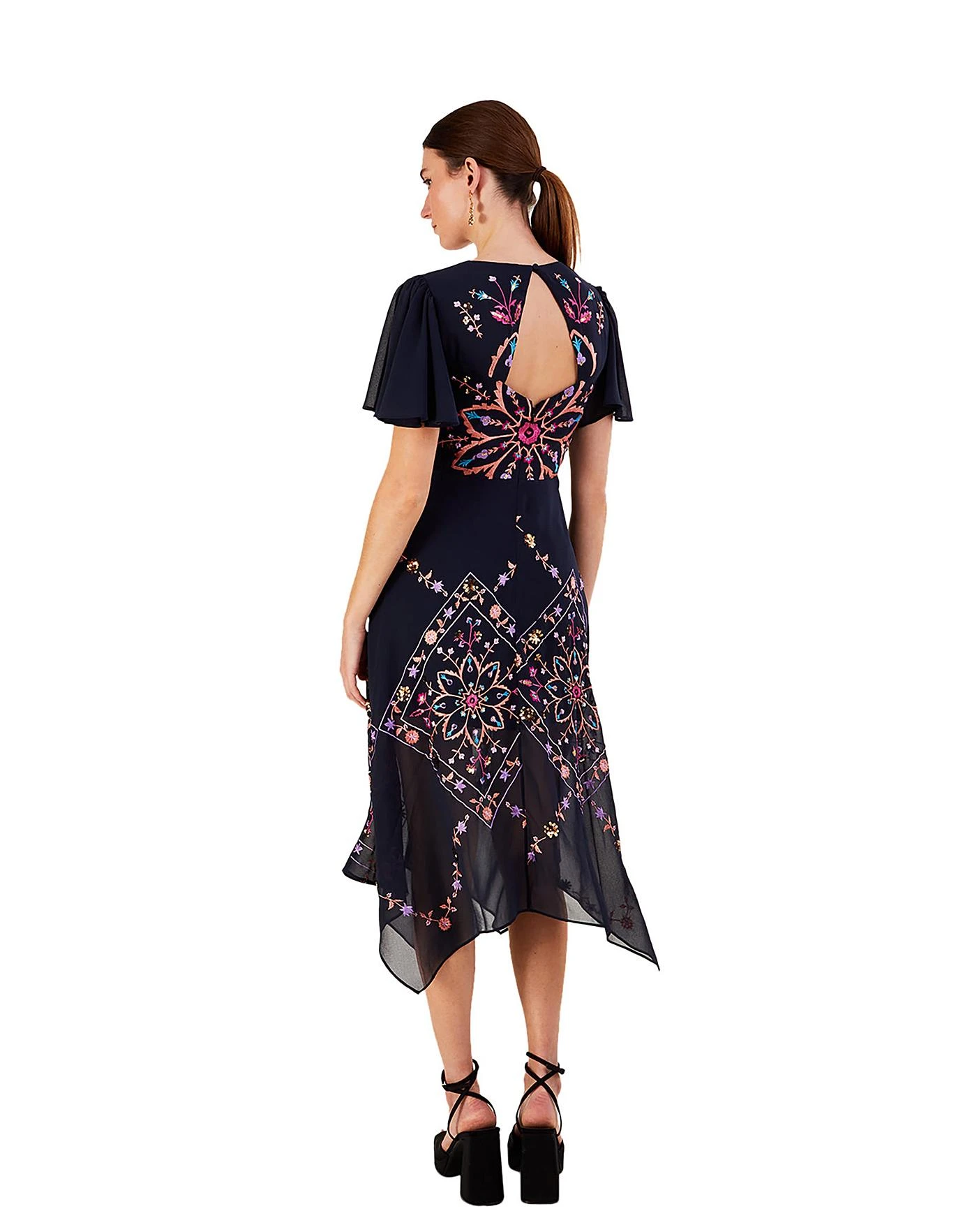 Monsoon Brittany Embroidered Dress| Navy 4 Monsoon Brittany Embroidered Dress| Navy - Image 4