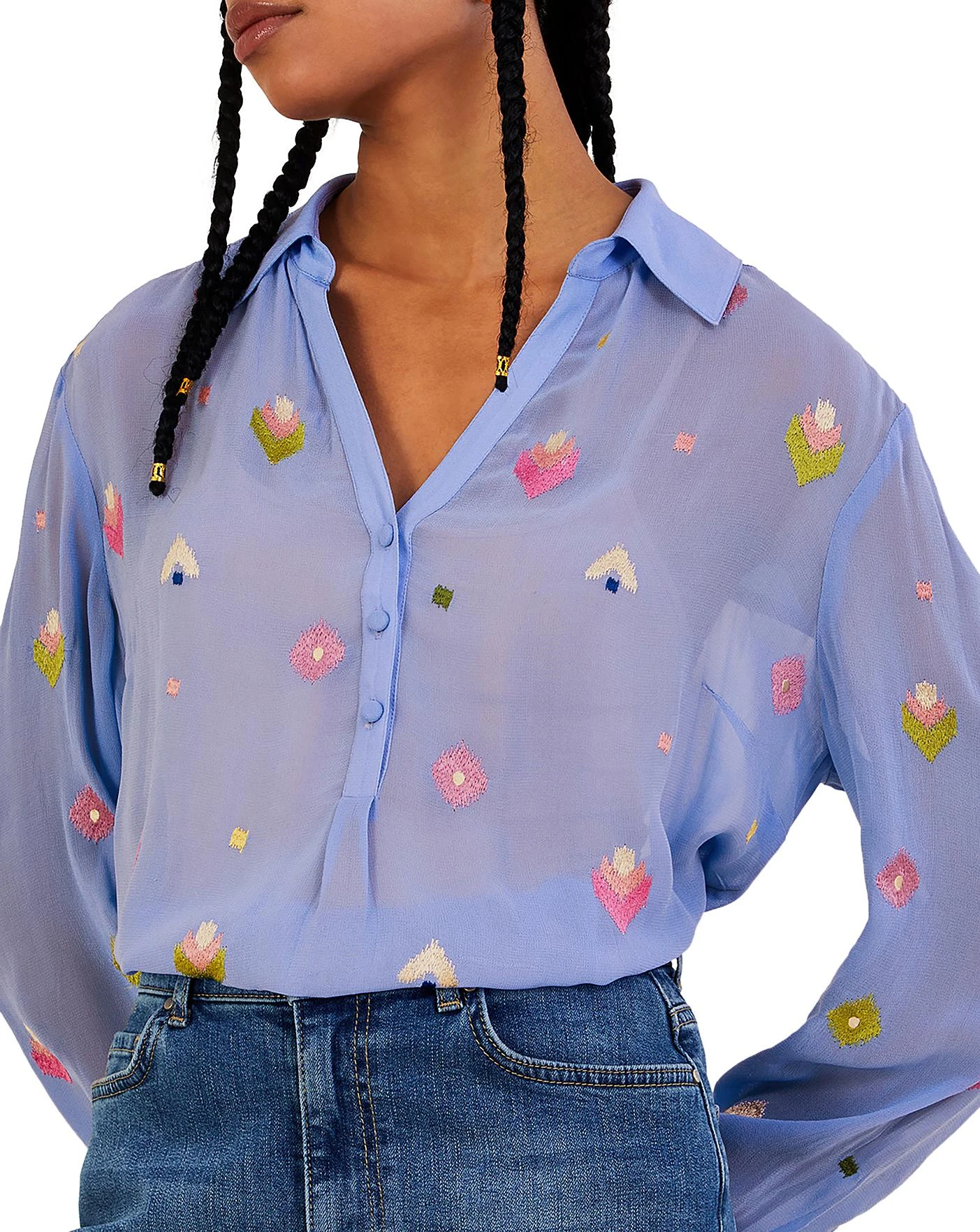 Monsoon Gael Embroidered Blouse| Blue 4 Monsoon Gael Embroidered Blouse| Blue - Image 4