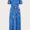 Monsoon Annie Embroidered Midi Dress| Blue