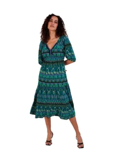 Monsoon Tiered Leaf Midi Jersey Dress| Green -Cheap Wovinity Store jr696 54070807 1
