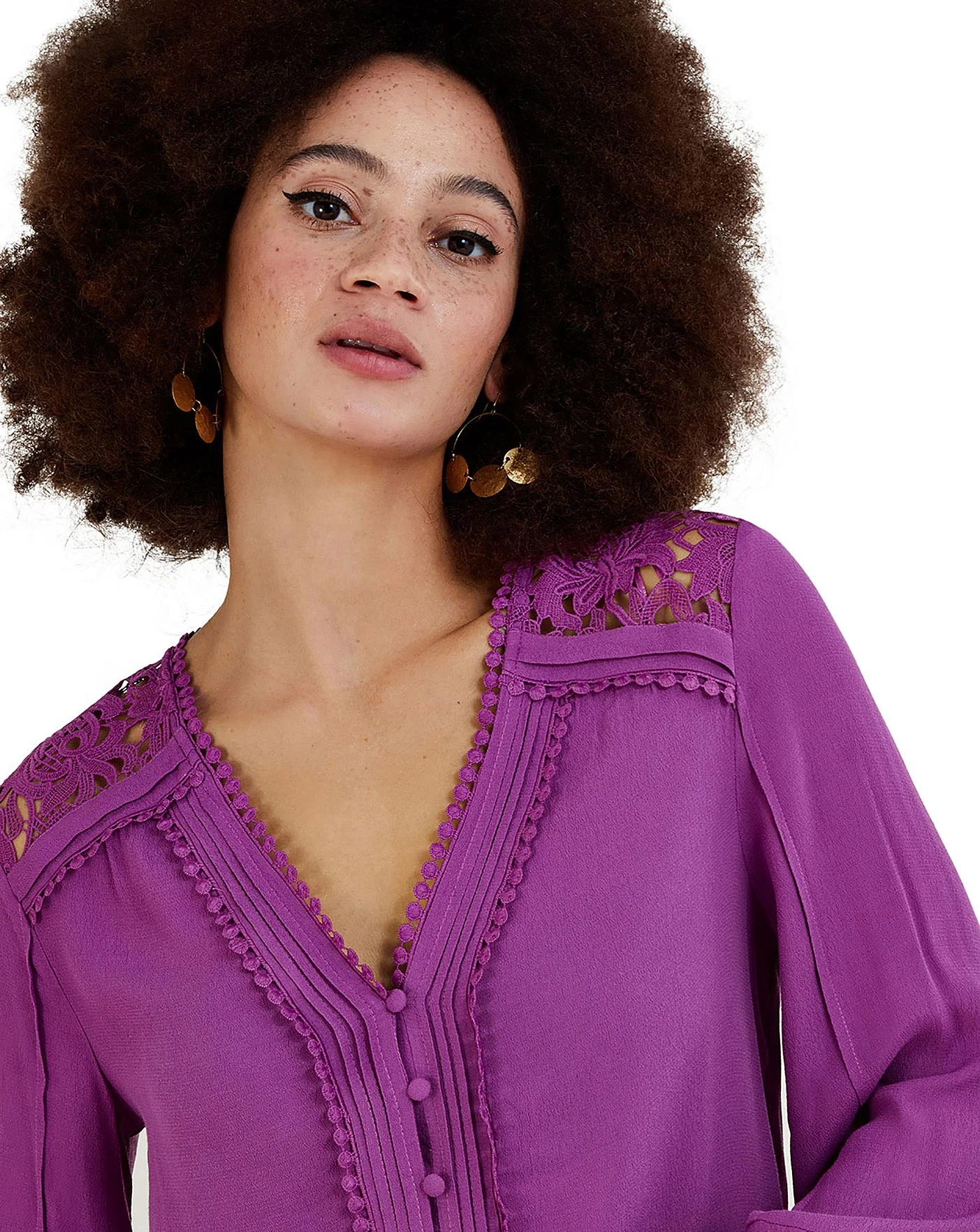 Monsoon Hope Lace Trim Top| Violet 4 Monsoon Hope Lace Trim Top| Violet - Image 4