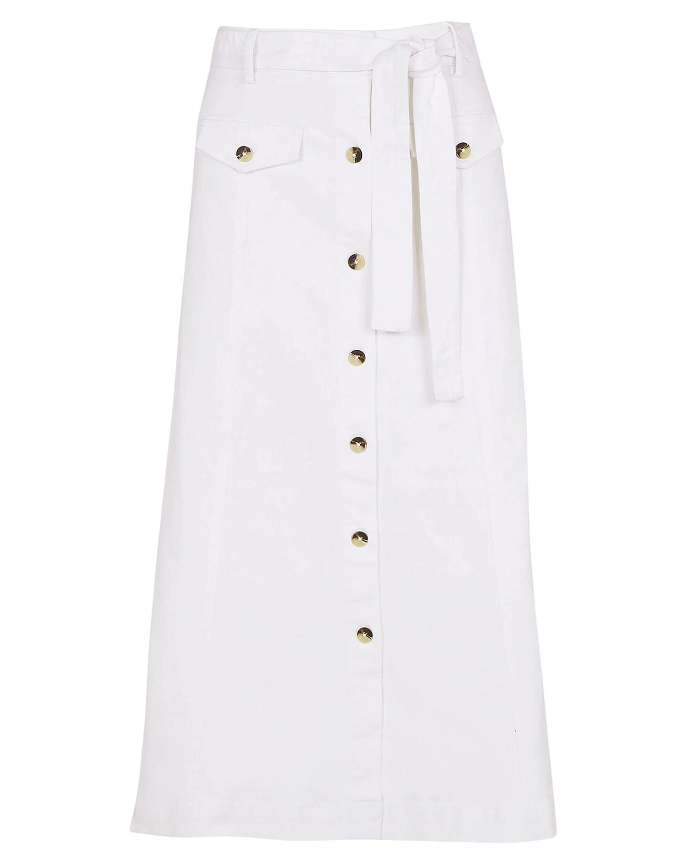 Monsoon Button Through Denim Skirt| Ecru 2 Monsoon Button Through Denim Skirt| Ecru - Image 2