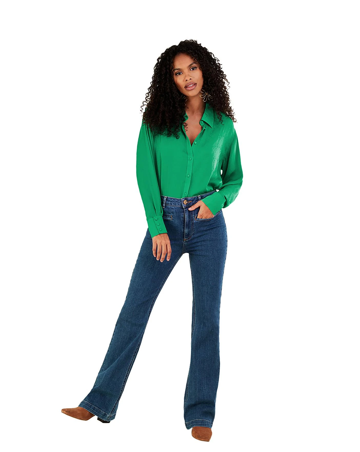 Monsoon Saskia Satin Blouse| Green 2 Monsoon Saskia Satin Blouse| Green - Image 2