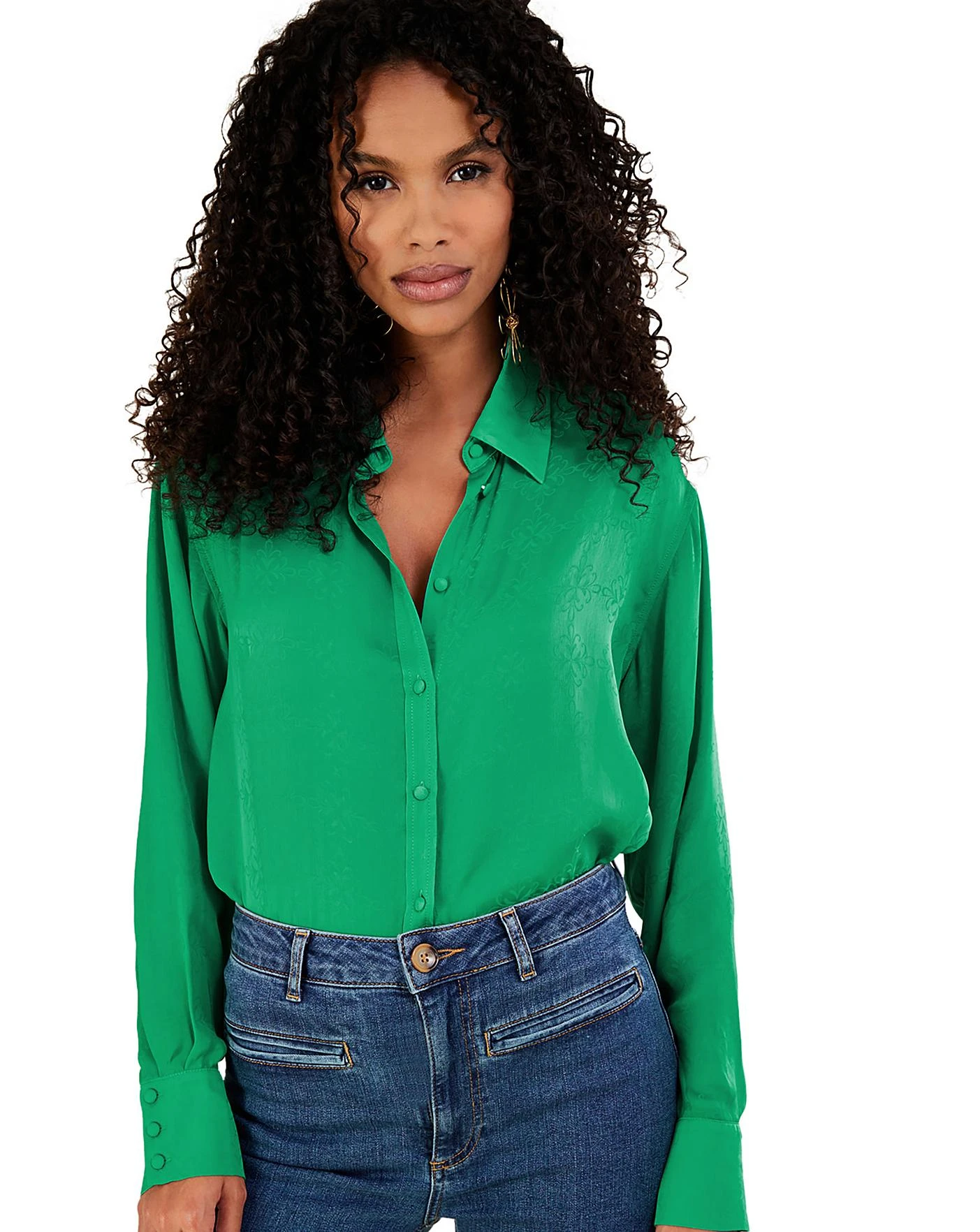 Monsoon Saskia Satin Blouse| Green 3 Monsoon Saskia Satin Blouse| Green - Image 3