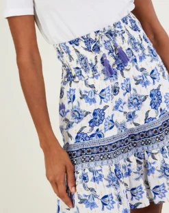 Monsoon Floral Tie Waist Short Skirt| Blue -Cheap Wovinity Store mi760 54144802 4