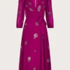 Monsoon Ava Embellished Wrap Dress| Pink
