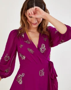 Monsoon Ava Embellished Wrap Dress| Pink -Cheap Wovinity Store mi937 44125010 4