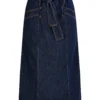 Monsoon Denim Belted Button Front Skirt| Indigo