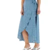 Blue Stripe Soft Lyocell Denim Wrap Maxi Skirt| Blue Stripe
