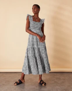 Accessorize Gingham Tiered Dress| Black/White -Cheap Wovinity Store qd196 59707490 1