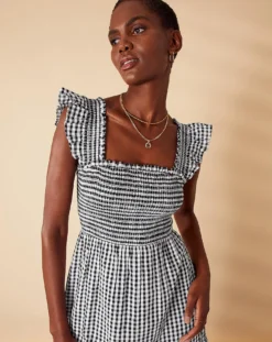 Accessorize Gingham Tiered Dress| Black/White -Cheap Wovinity Store qd196 59707490 4