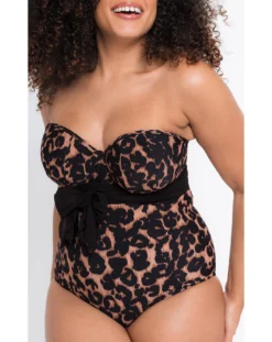 Curvy Kate Wrapsody Bandeau Swimsuit| Leopard Print -Cheap Wovinity Store qd378 wrapsody leopard 8