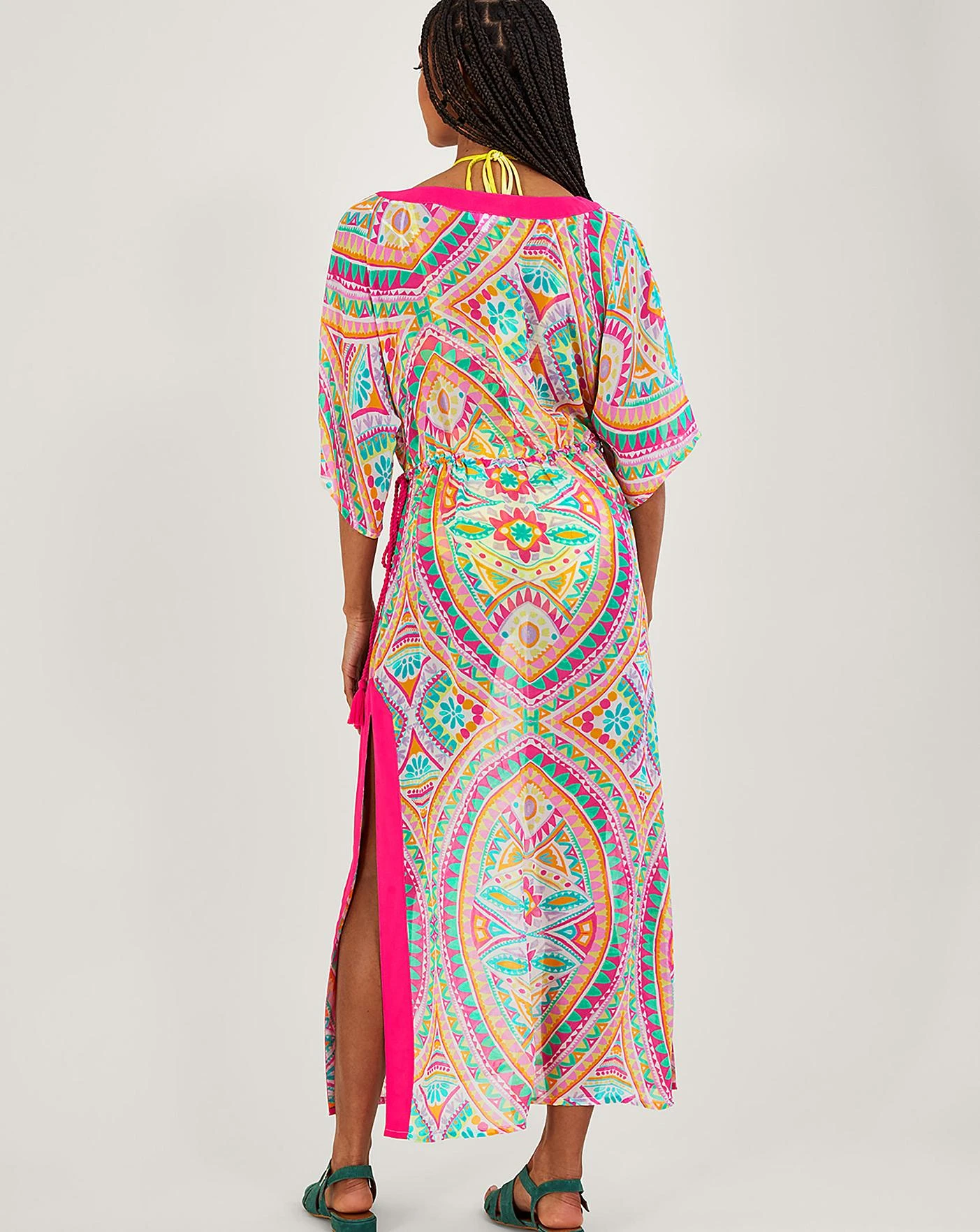 Monsoon Mosaic Print Maxi Kaftan| Pink 3 Monsoon Mosaic Print Maxi Kaftan| Pink - Image 3