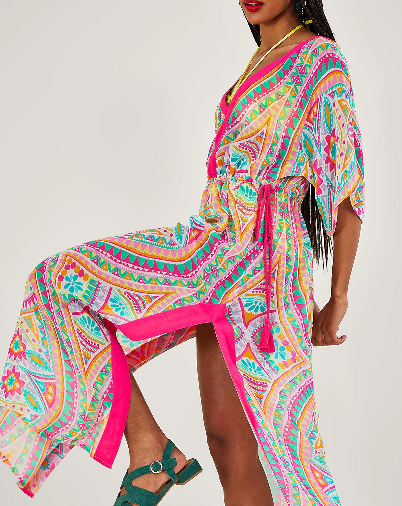 Monsoon Mosaic Print Maxi Kaftan| Pink 4 Monsoon Mosaic Print Maxi Kaftan| Pink - Image 4