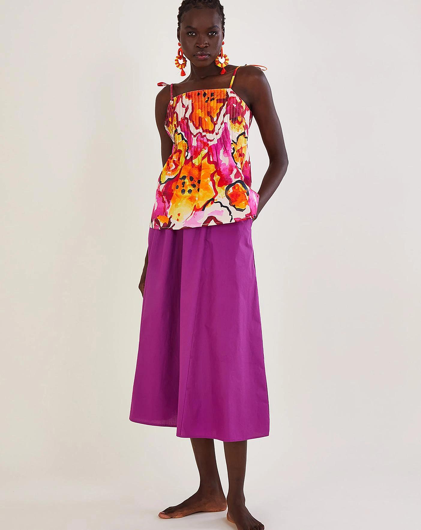 Monsoon Patsey Flared Midi Skirt| Purple 2 Monsoon Patsey Flared Midi Skirt| Purple - Image 2