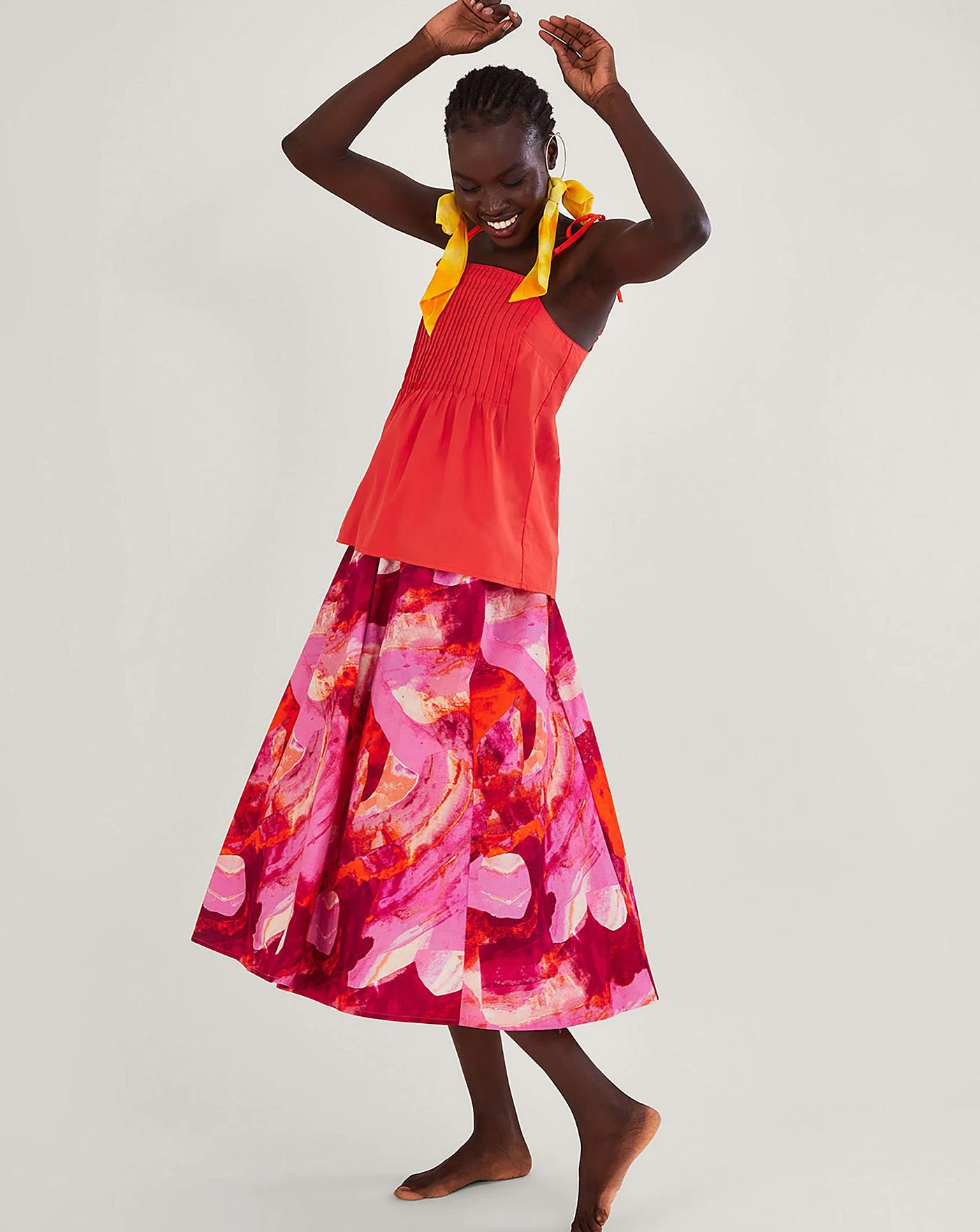 Monsoon Khari Abstract Print Midi Skirt| Pink 2 Monsoon Khari Abstract Print Midi Skirt| Pink - Image 2