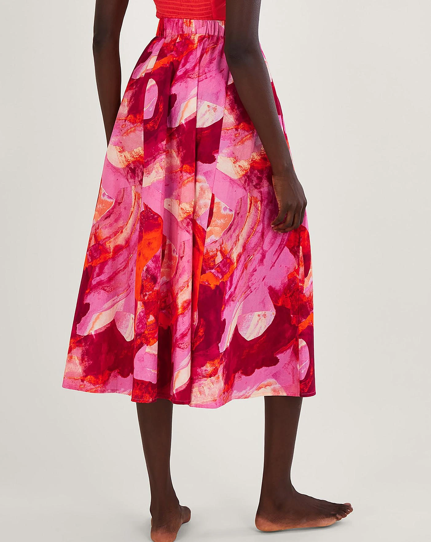 Monsoon Khari Abstract Print Midi Skirt| Pink 4 Monsoon Khari Abstract Print Midi Skirt| Pink - Image 4