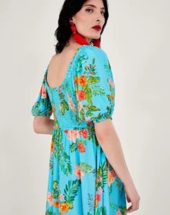 Monsoon Limella Floral Shirred Dress| Blue -Cheap Wovinity Store ru568 54087302 4