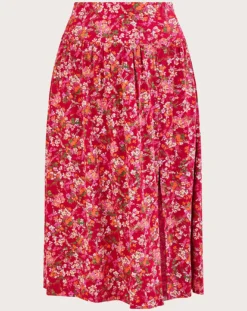 Monsoon Ditsy Floral Print Skirt| Red