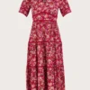 Monsoon Ditsy Floral Midi Dress| Red