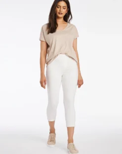 Amber White Pull On Crop Jeggings| White