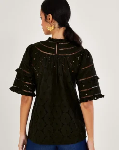 Monsoon Ruffle Trim Embroidered Top| Black 7 Monsoon Ruffle Trim Embroidered Top| Black -Cheap Wovinity Store uj352 54290001 4