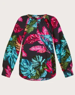 Monsoon Bria Palm Print Blouse| Midnight