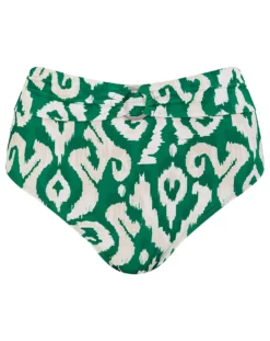 Monsoon Ikat High Waist Bikini Bottoms| Green