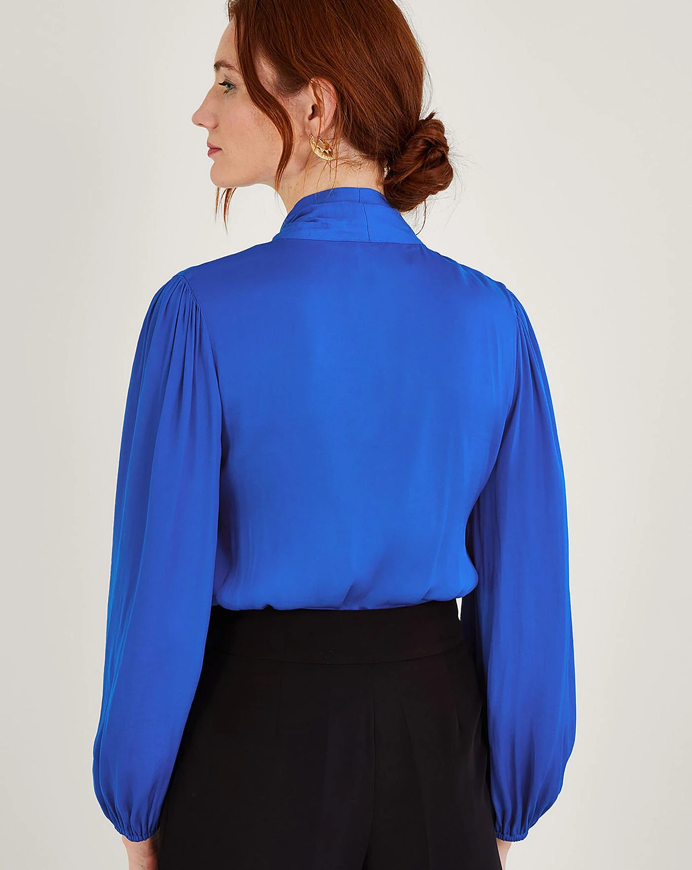 Monsoon Katie Satin Pussybow Blouse| Cobalt 4 Monsoon Katie Satin Pussybow Blouse| Cobalt - Image 4