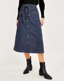 Monsoon Plait Pocket Denim Midi Skirt| Denim Blue -Cheap Wovinity Store vj508 45001039 2