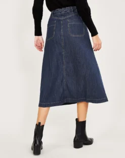 Monsoon Plait Pocket Denim Midi Skirt| Denim Blue -Cheap Wovinity Store vj508 45001039 4