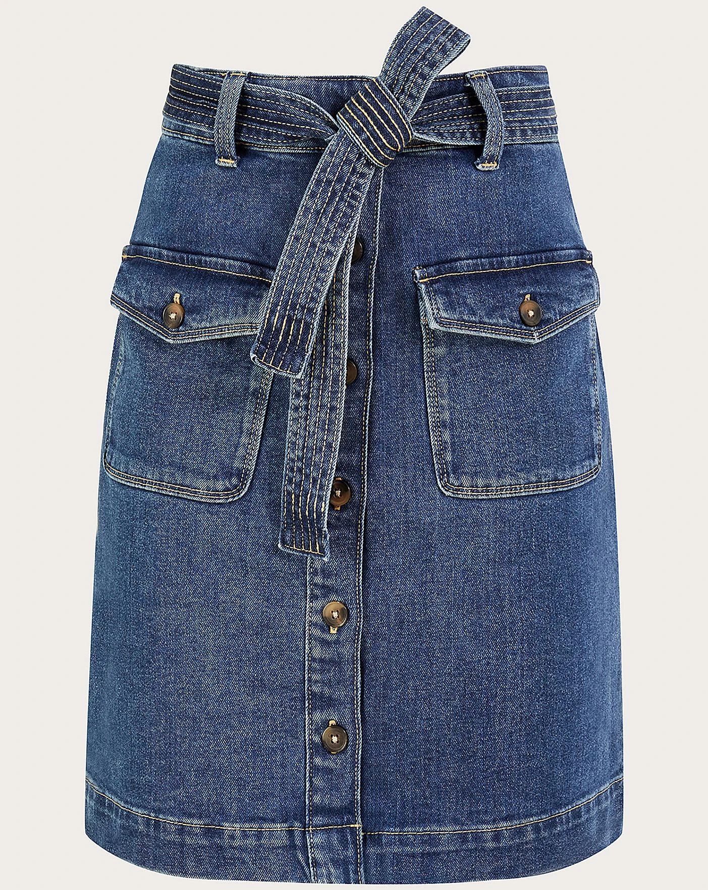 Monsoon Denim Button Belted Skirt| Indigo 1 Monsoon Denim Button Belted Skirt| Indigo