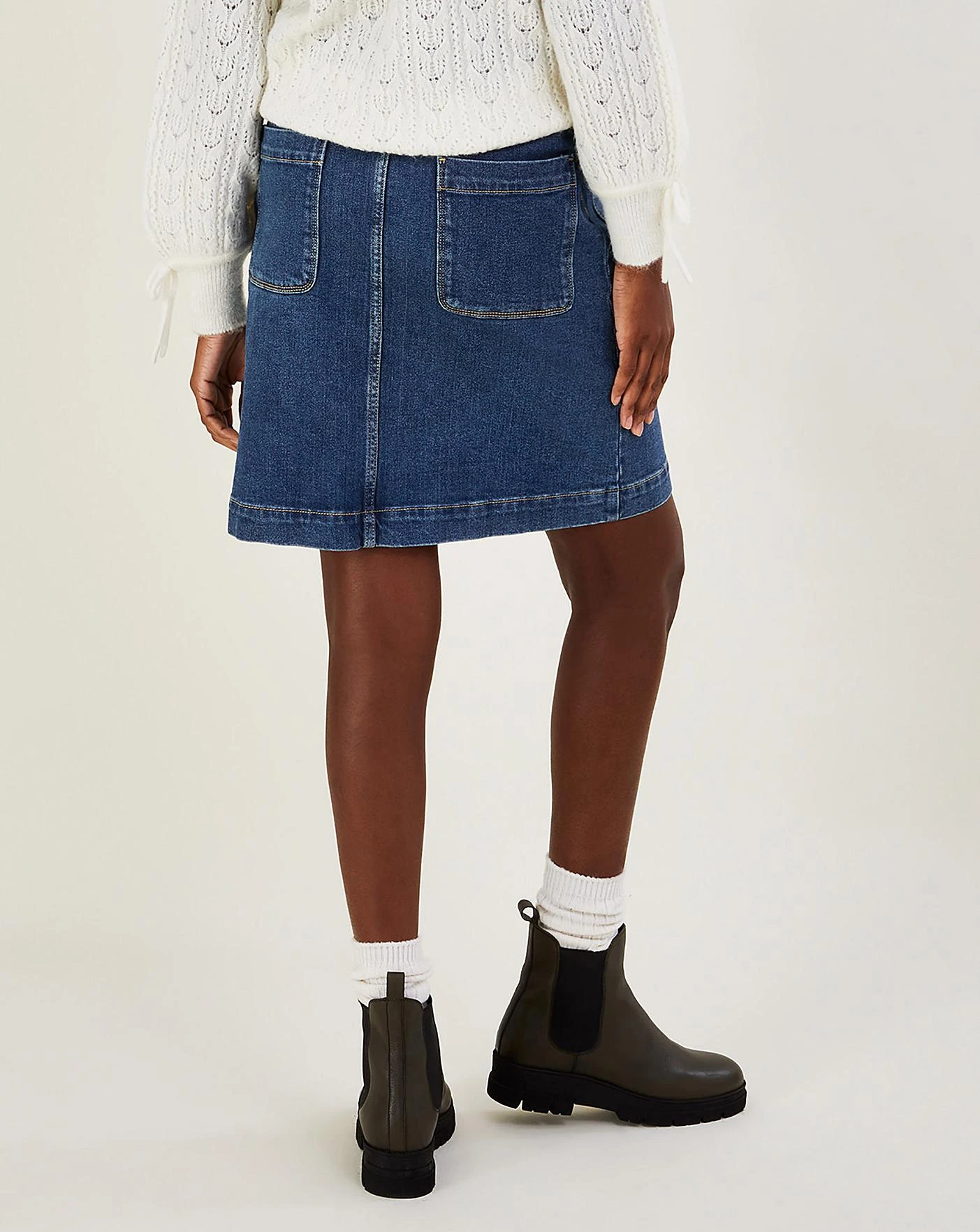 Monsoon Denim Button Belted Skirt| Indigo 4 Monsoon Denim Button Belted Skirt| Indigo - Image 4