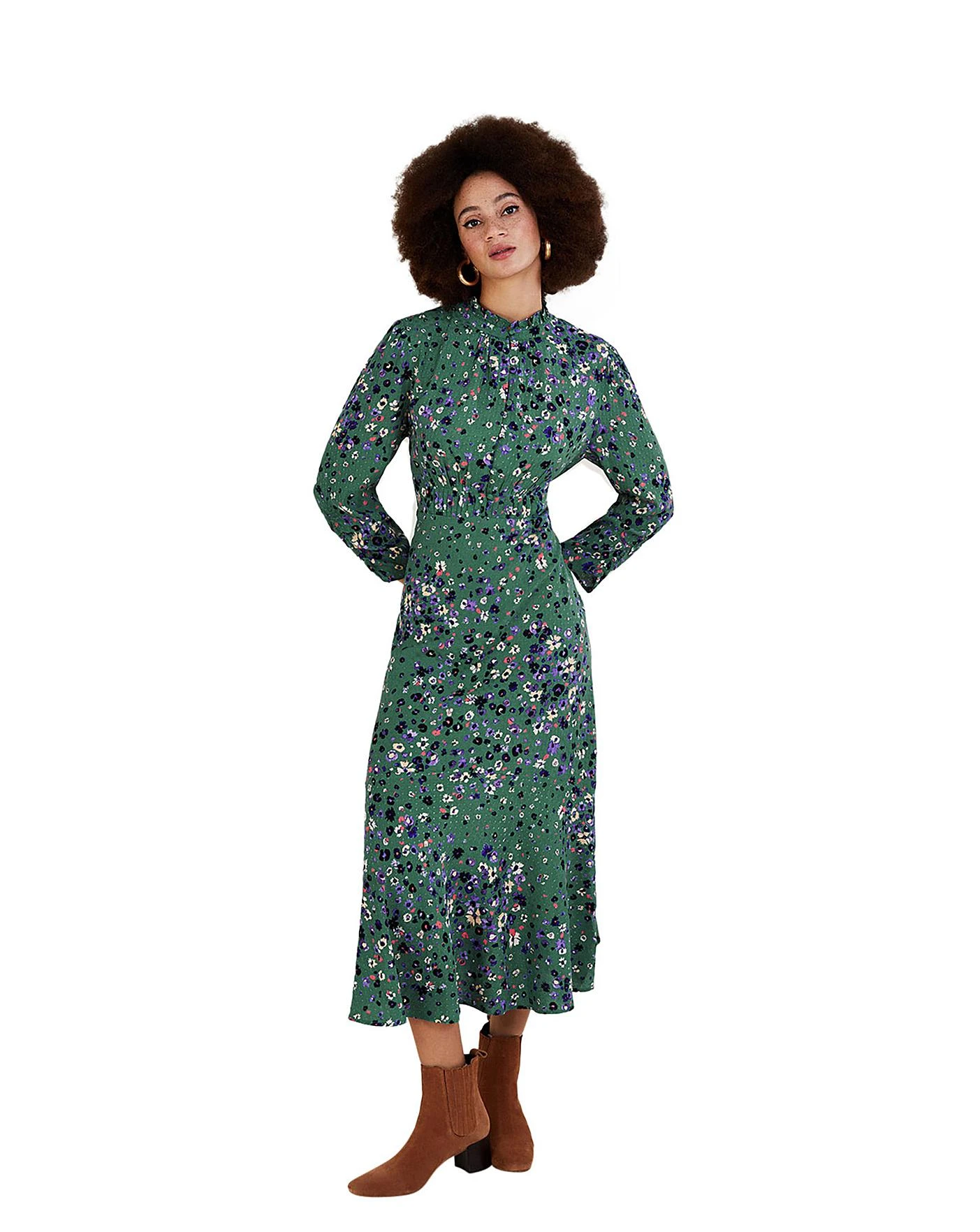 Monsoon Blossom Print Shirt Dress| Green 2 Monsoon Blossom Print Shirt Dress| Green - Image 2