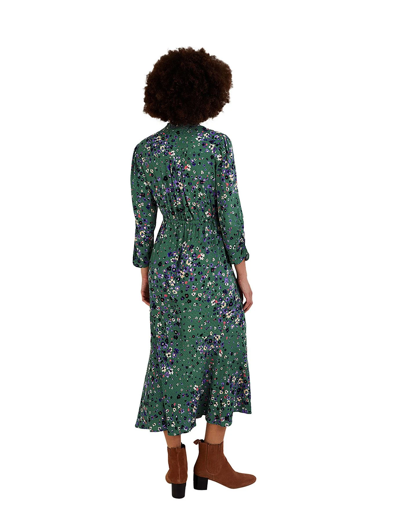 Monsoon Blossom Print Shirt Dress| Green 3 Monsoon Blossom Print Shirt Dress| Green - Image 3