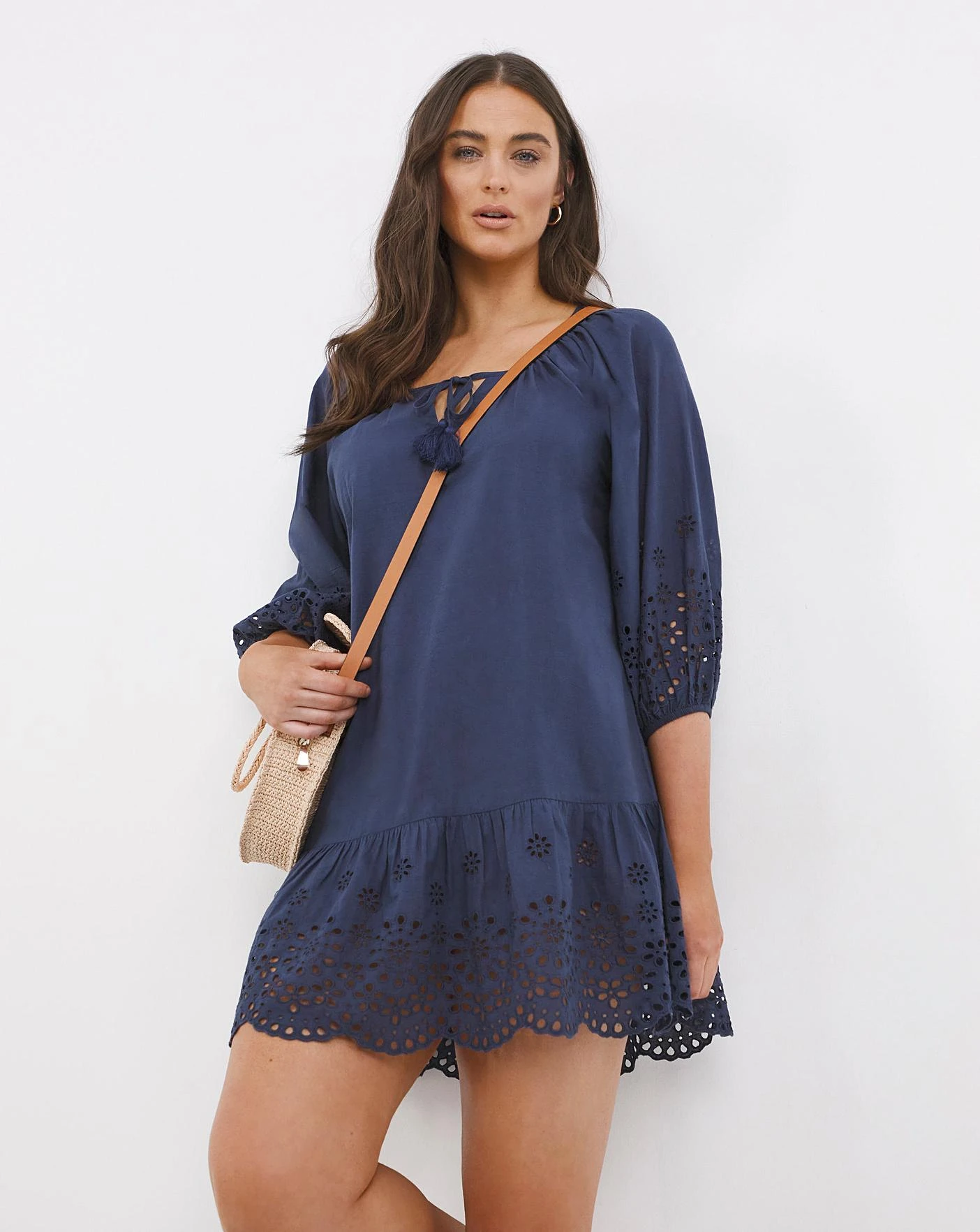 Vibrant Islands Cotton Broderie Anglaise Beach Kaftan| Navy 1 Vibrant Islands Cotton Broderie Anglaise Beach Kaftan| Navy
