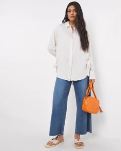 Stone Long Sleeve Tie Side Shirt| Stone -Cheap Wovinity Store w01ch642744w