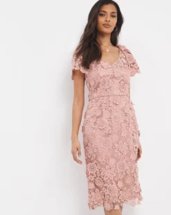 Joanna Hope Blush 3D Lace Midi Dress| Blush -Cheap Wovinity Store w01mn147731w