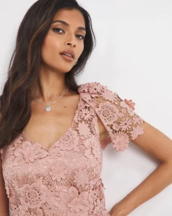 Joanna Hope Blush 3D Lace Midi Dress| Blush -Cheap Wovinity Store w01mn147732w