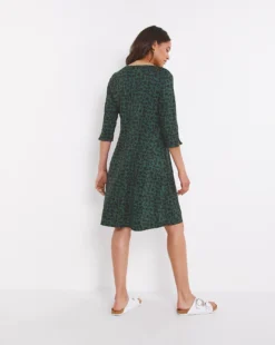 Soft Touch Slit Sleeve Swing Dress| Green Print -Cheap Wovinity Store w01st508758w