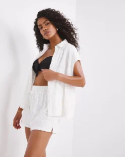 Simply Be Mix And Match Towelling Beach Co-ord| White