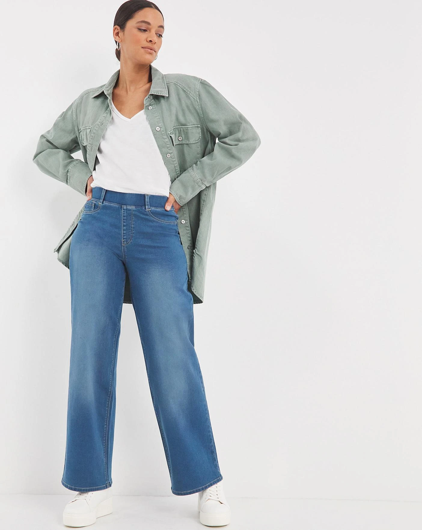 Lottie Mid Blue Wide Leg Jeggings| Mid Blue 1 Lottie Mid Blue Wide Leg Jeggings| Mid Blue