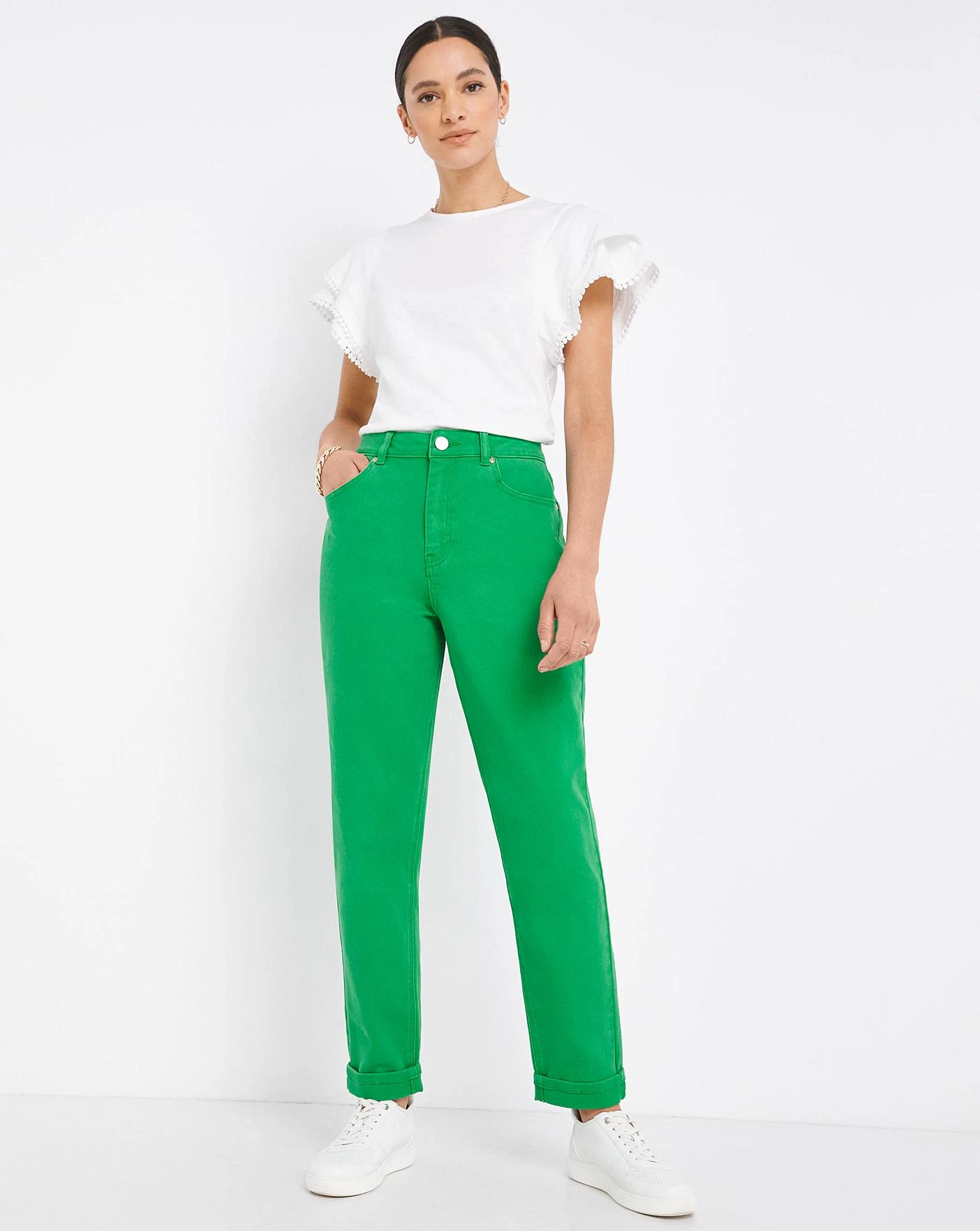Demi High Waisted Mom Jeans| Bright Green 1 Demi High Waisted Mom Jeans| Bright Green