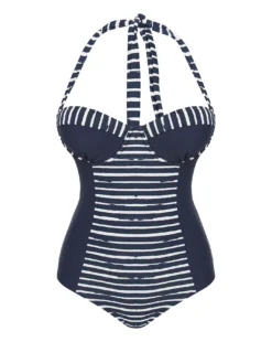 Padded Underwired Swimsuit| Navy/Stripe -Cheap Wovinity Store w01vb442742s