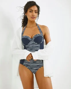 Padded Underwired Swimsuit| Navy/Stripe