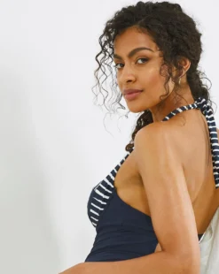 Padded Underwired Swimsuit| Navy/Stripe -Cheap Wovinity Store w01vb442746w