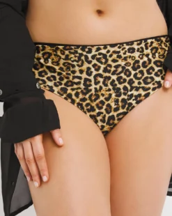 Simply Be Mix And Match Classic Reversible Bikini Bottoms| Black/Leopard