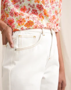 Anise Lily Ecru Undyded Crop Flare Jeans| Ecru -Cheap Wovinity Store w01vk035795w