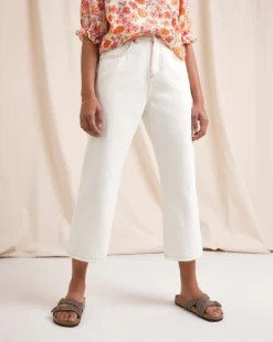 Anise Lily Ecru Undyded Crop Flare Jeans| Ecru -Cheap Wovinity Store w01vk035796w